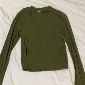 Long sleeve green crop top